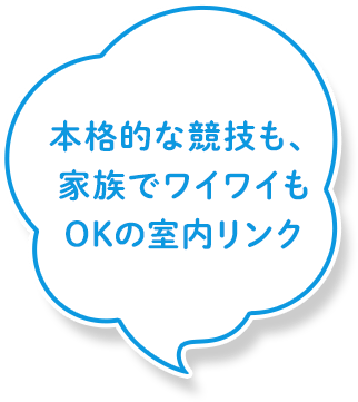 本格的な競技も、家族でワイワイもOKの室内リンク